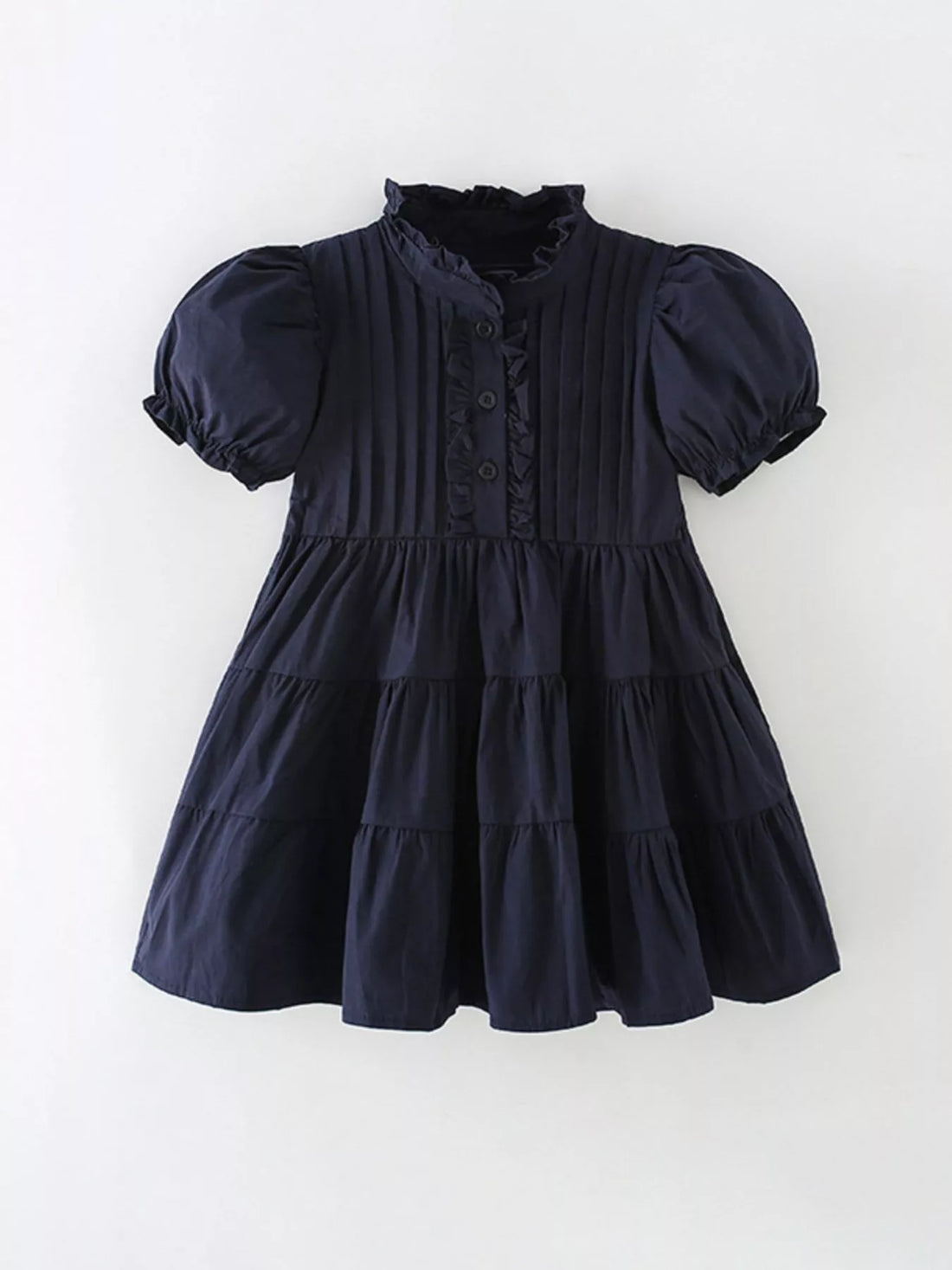 Vintage Ruffle Collar Tiered Short Sleeve Dress — minimerri kids' dress