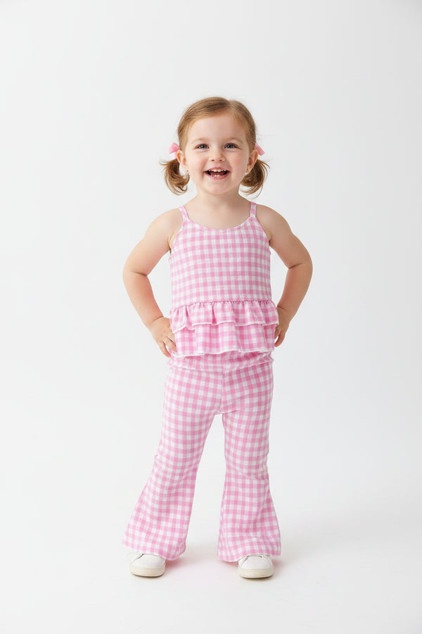 Plaid Ruffled Hem Tank and Shorts Set — minimerri kids' outfit set