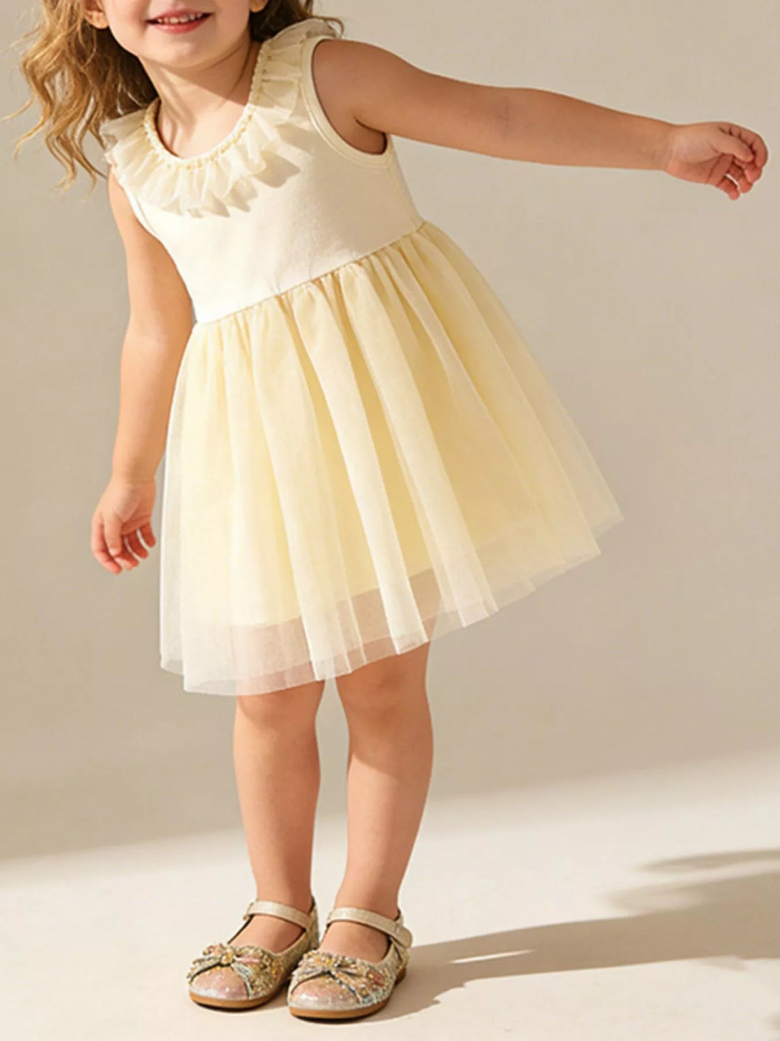 Ruffled Collar Tulle Dress — minimerri kids' dress