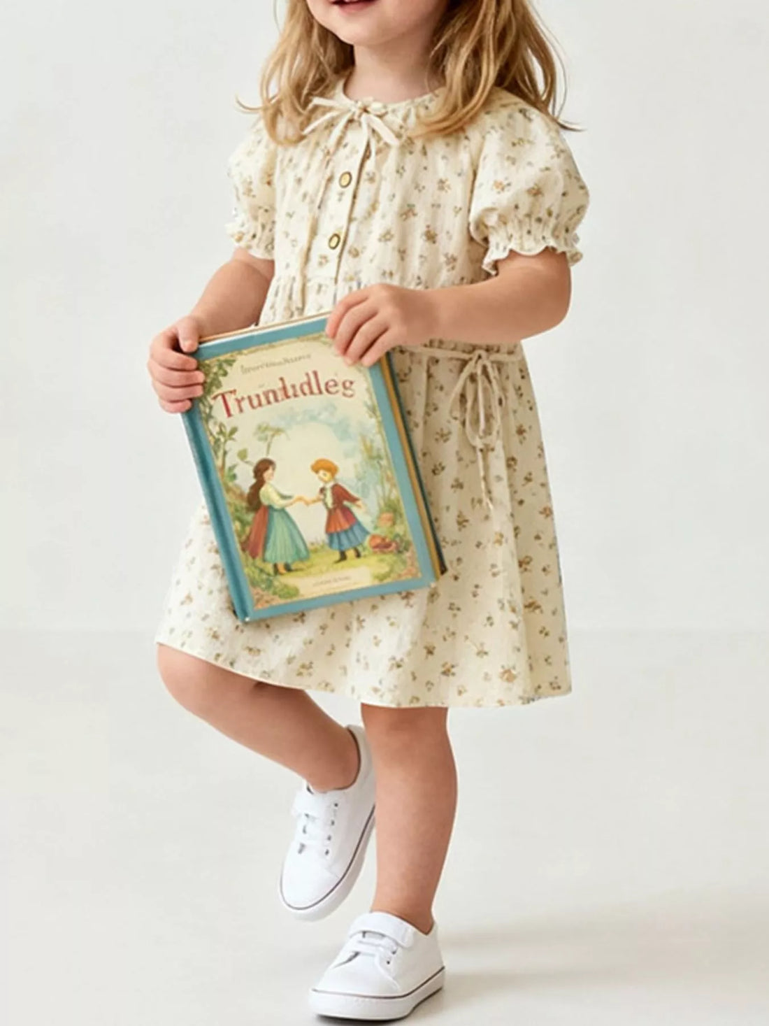 Vintage Floral Print Puff Sleeve Dress — minimerri kids' dress