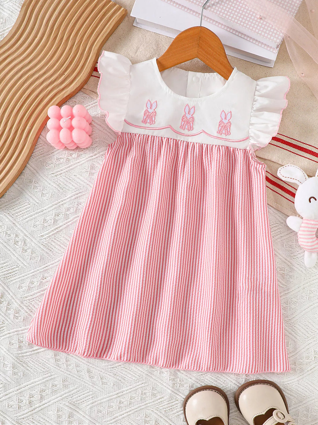 Embroidered Striped Dress — minimerri kids' dress
