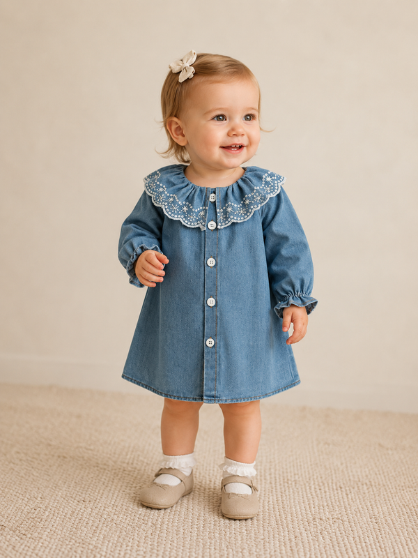 Ruffled Denim Dress