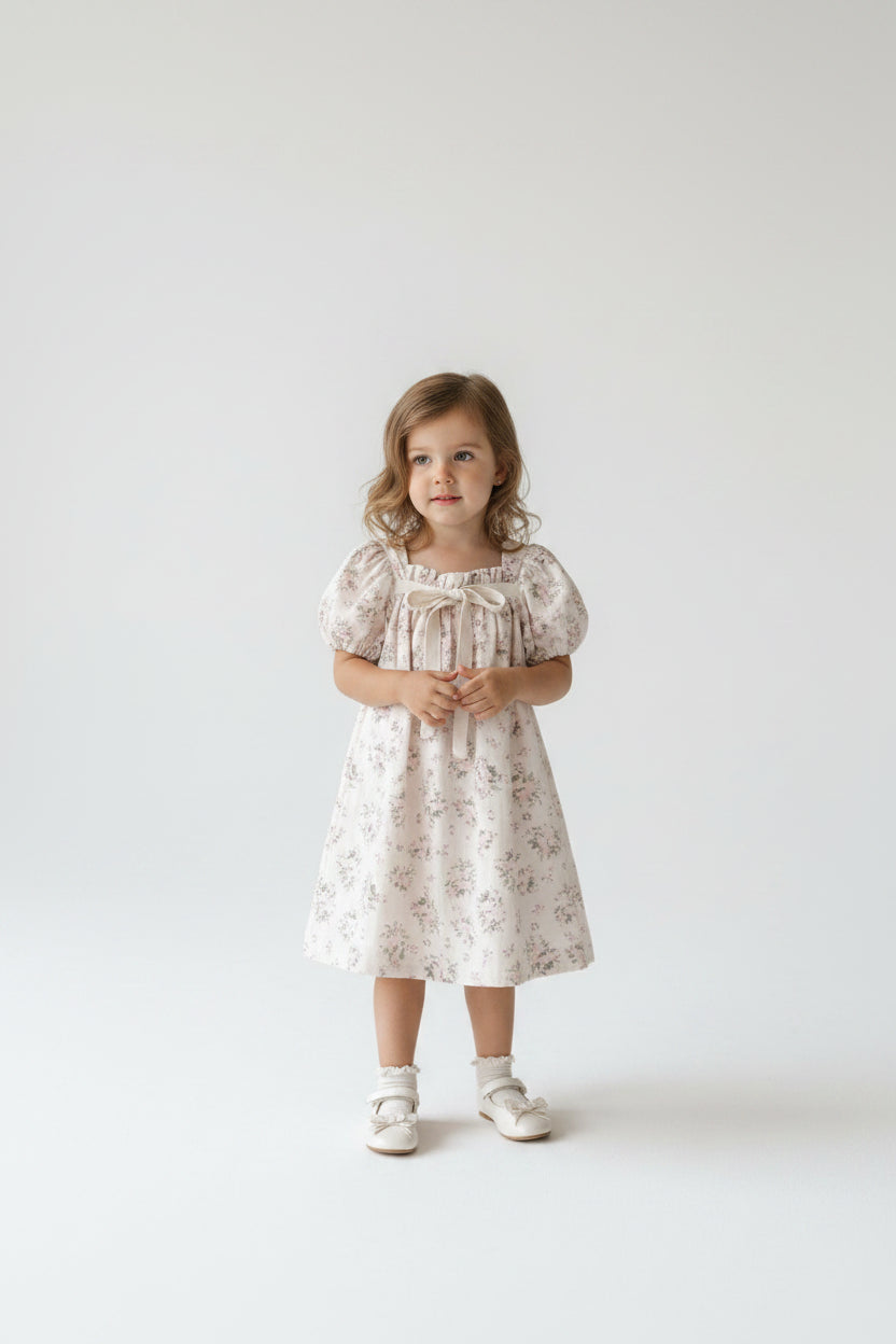 Bubble Sleeve Floral Dress