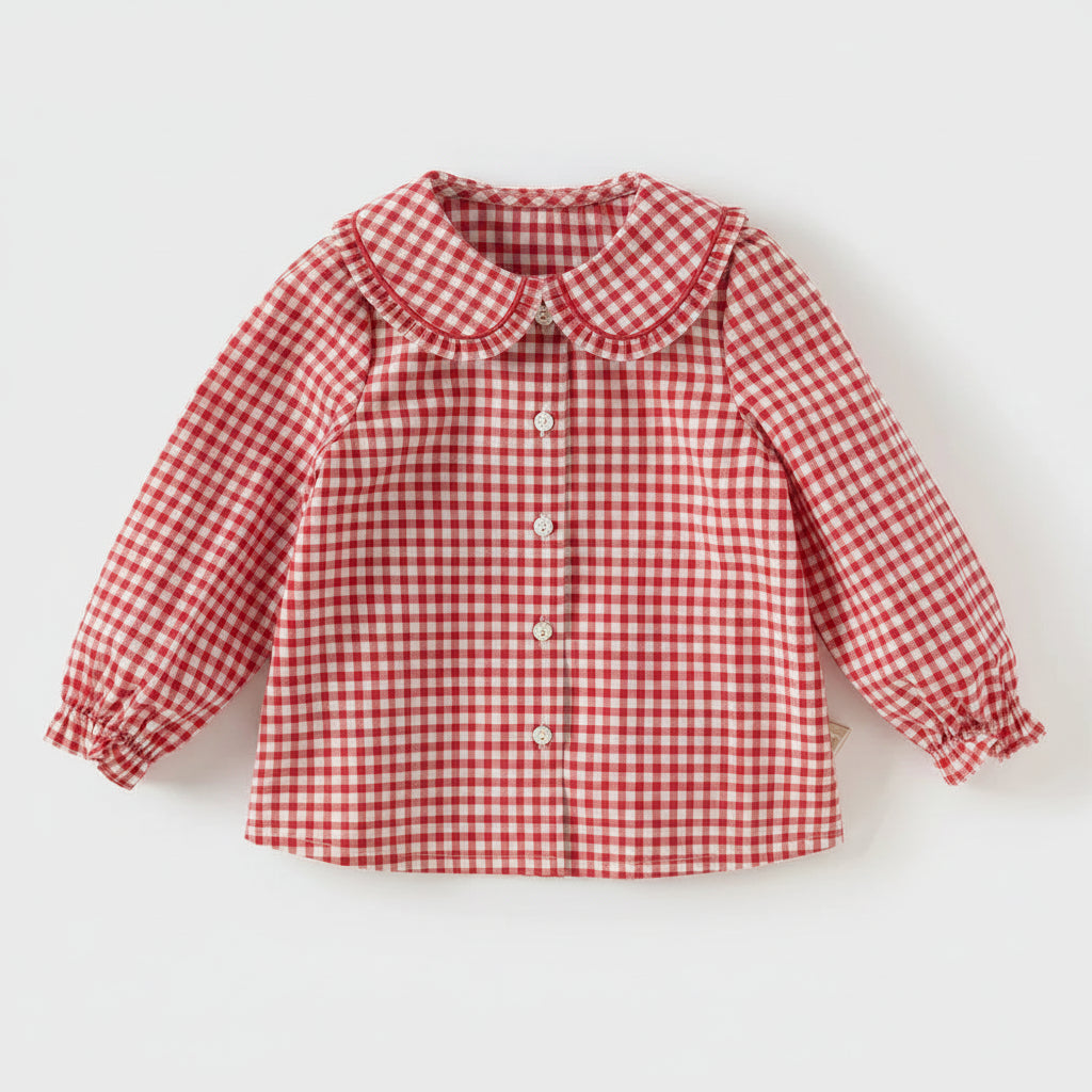Red Plaid Pure Cotton Shirt — minimerri kids' shirt