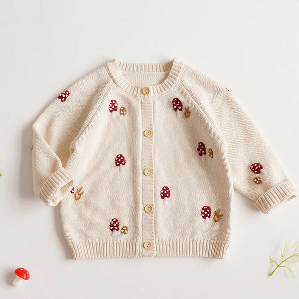 Mushroom Embroidery Cardigan — minimerri kids' cardigan