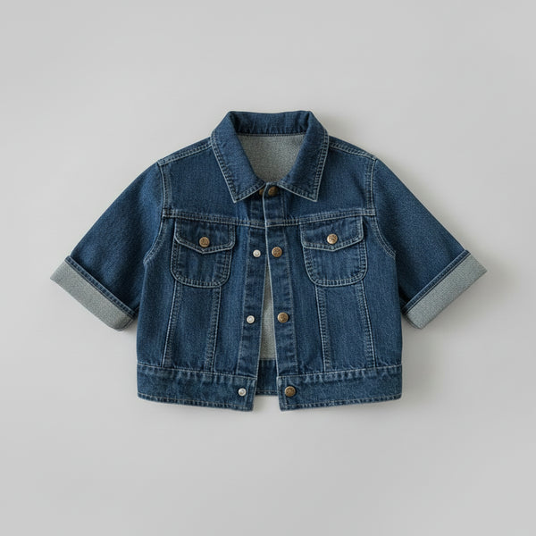 Turn-Down Collar Denim Jacket — minimerri kids' jacket