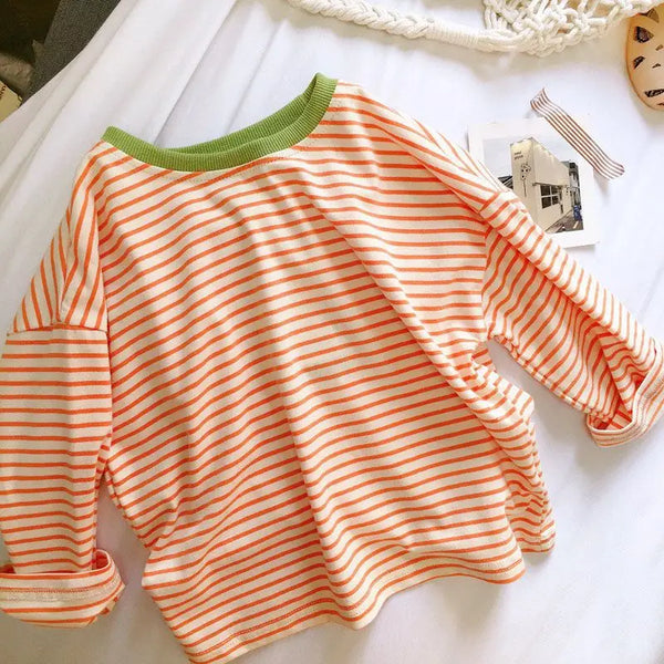 Striped Long-Sleeve Tee — minimerri kids' top