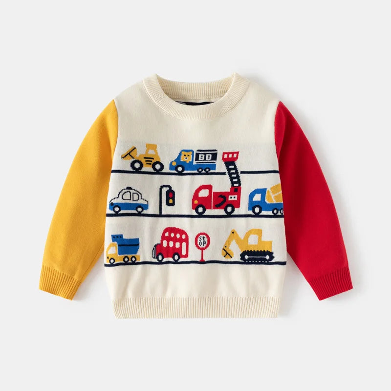 Little Cars Knit Sweater — minimerri kids' sweater