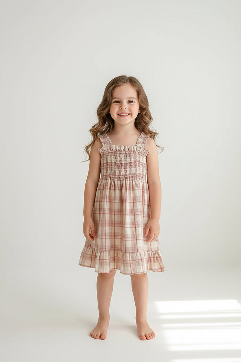 Sleeveless Plaid Dress — minimerri kids' dress