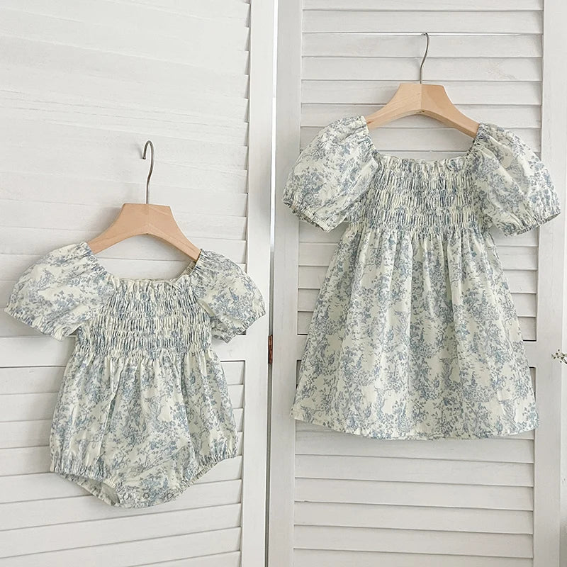 Blue Floral Romper & Dress