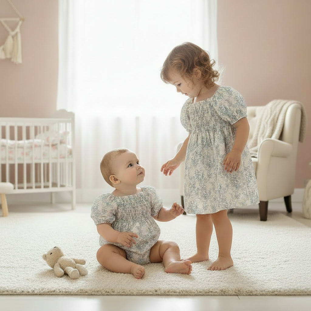 Blue Floral Romper & Dress — minimerri baby dress