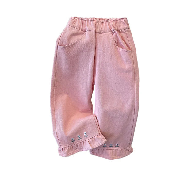 Embroidered Flower Jeans — minimerri kids' bottoms