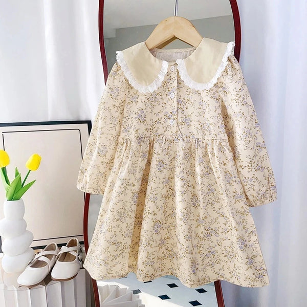 Floral Turn-Down Collar Dress