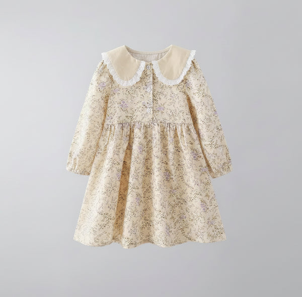 Floral Turn-Down Collar Dress