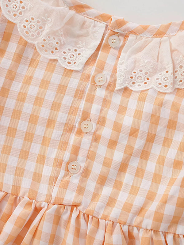 Gingham Ruffle Collar Sleeveless Dress — minimerri kids' dress
