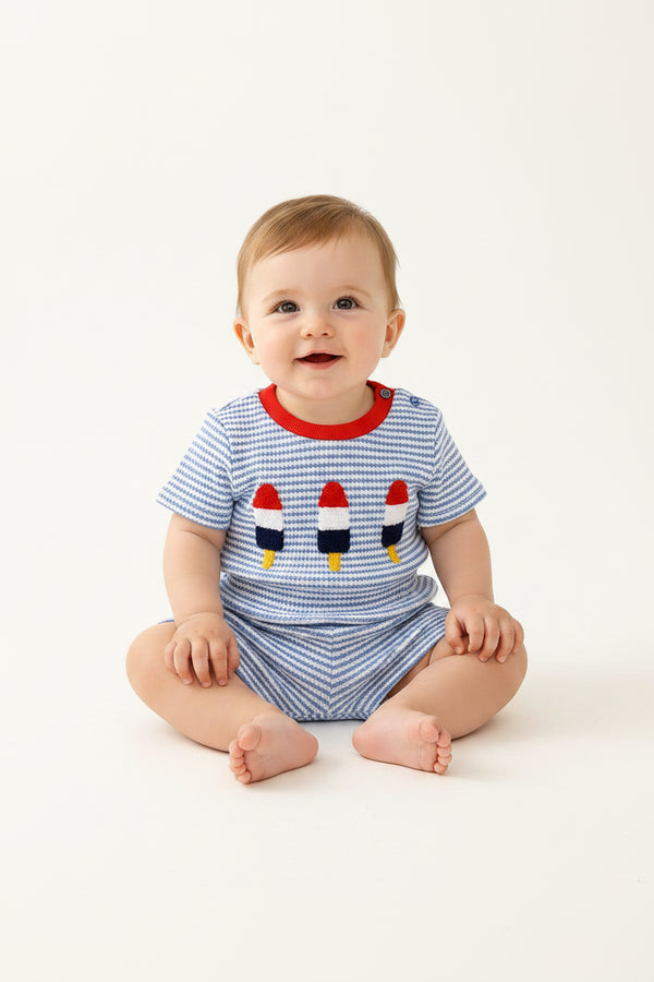 Ice Cream Striped Tee and Shorts Set — minimerri kids' outfit set