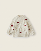 Red Hearts Knit Pullover cream — minimerri