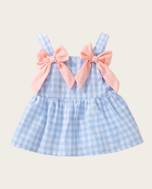 Layered Ruffle Gingham Dress with Bows — minimerri kids' dress