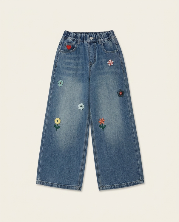 Flower Field Jeans floral embroidery — minimerri