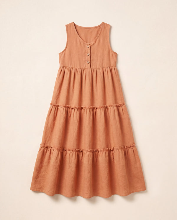 Apricot Linen Dress