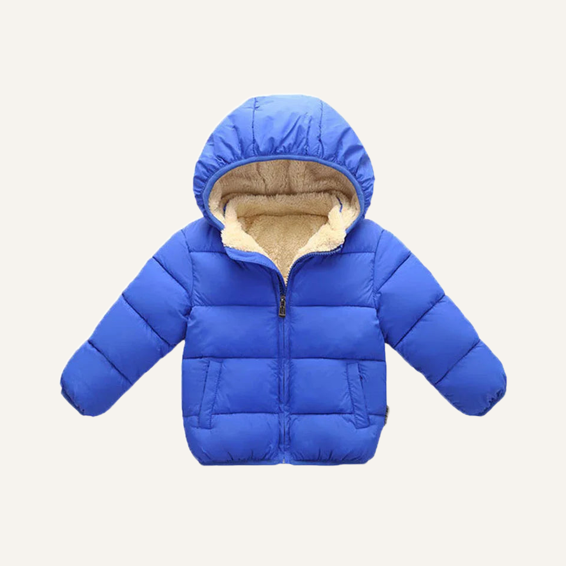 Plush Faux-Fur Hooded Coat in blue