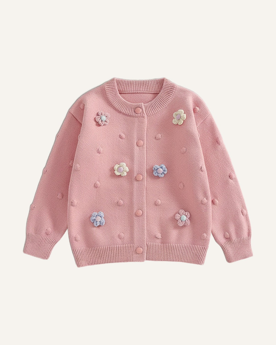 Flower Cardigan pink studio shot