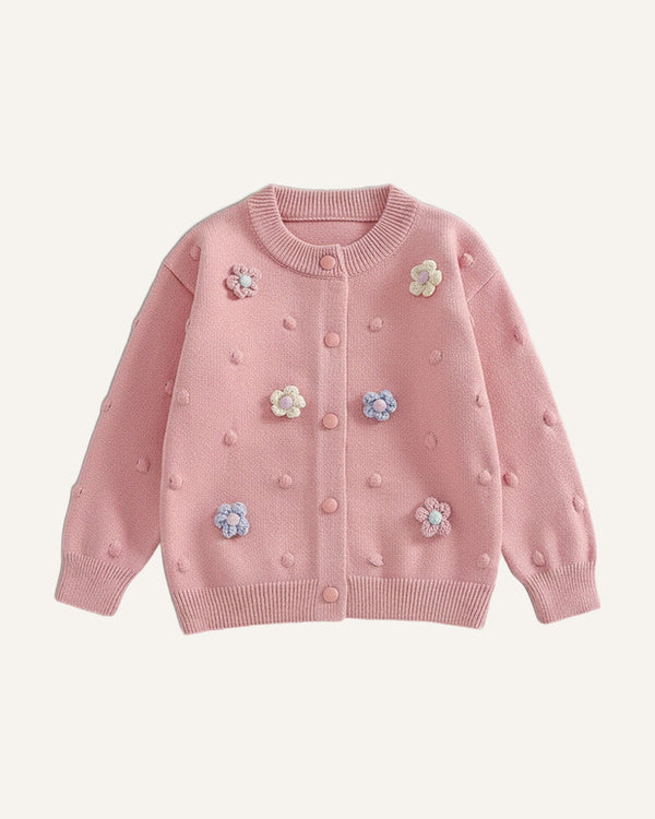 Flower Cardigan pink studio shot