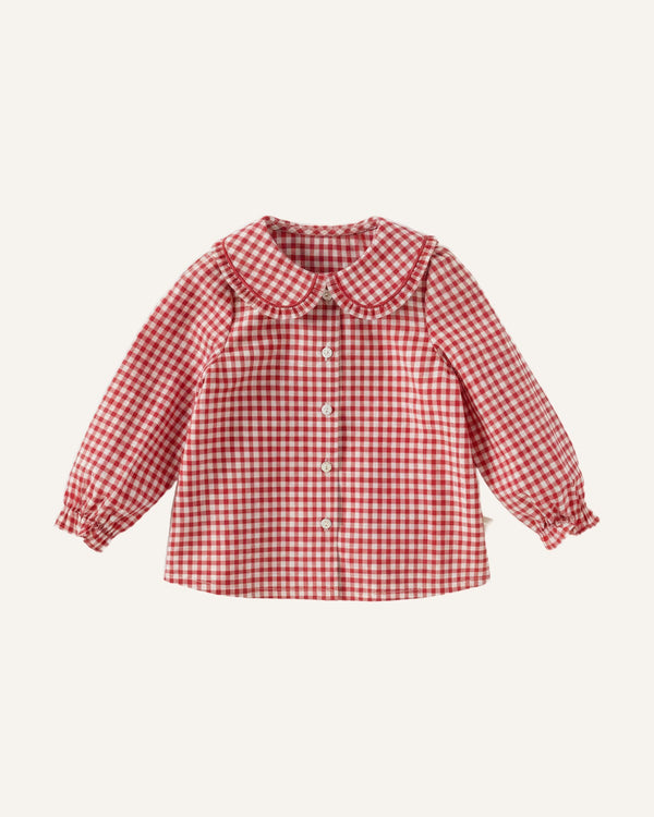 Red Plaid Cotton Shirt studio shot