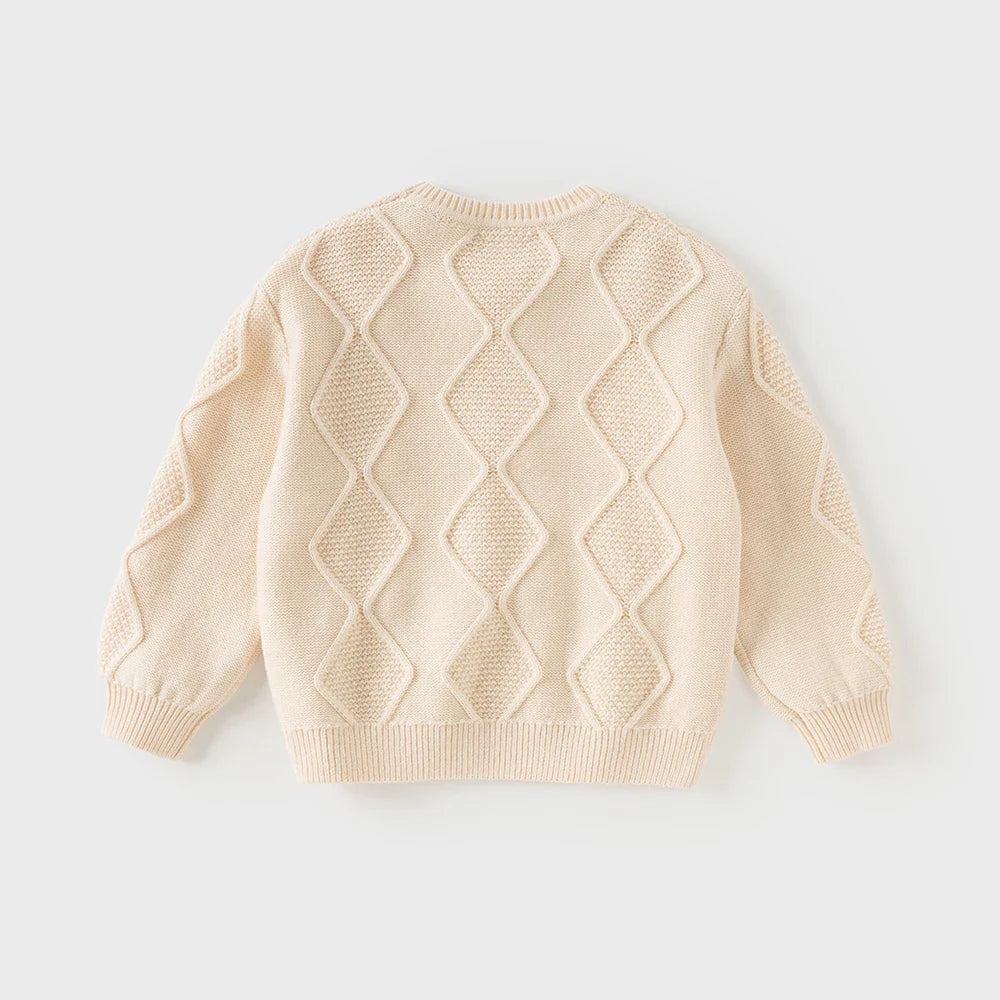 Naptime Knit Pullover in cream, soft cotton knitwear for kids