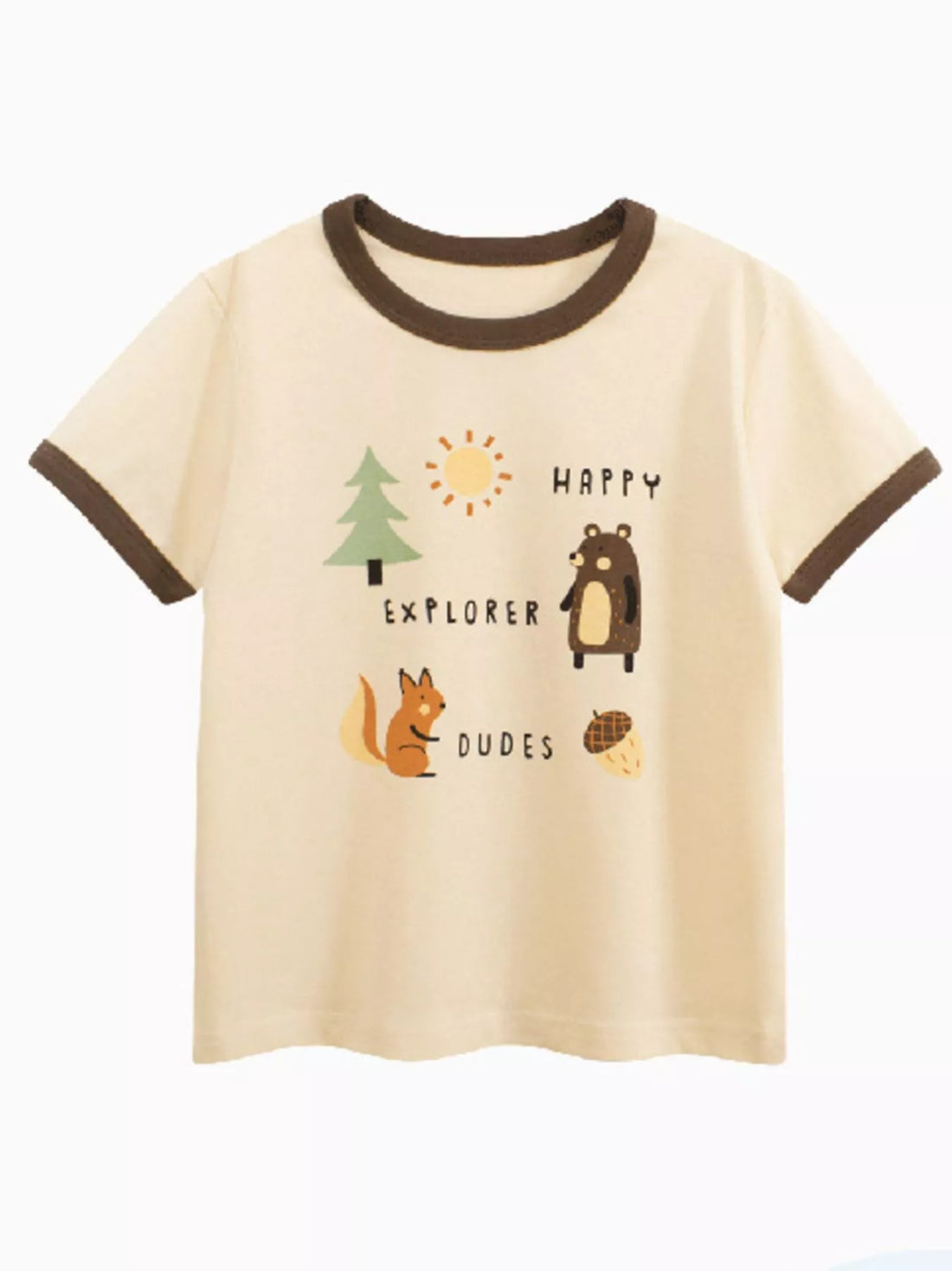 Happy Explorer Woodland Creatures Graphic T-Shirt — minimerri kids' top