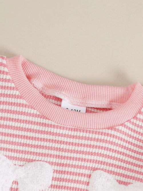 Bow Striped Top and Pants Set — minimerri kids' outfit set