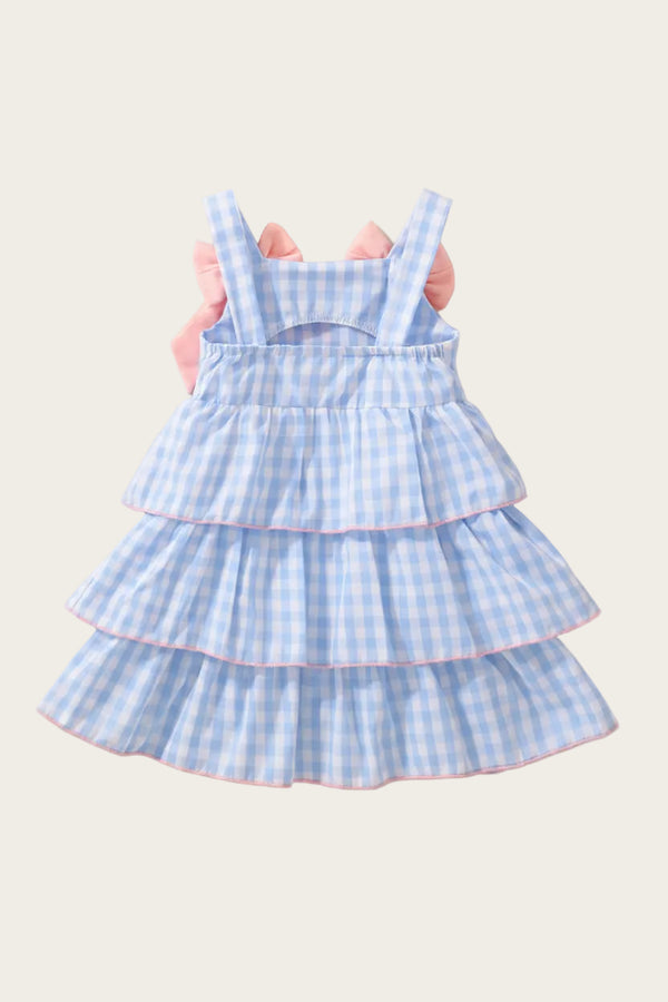 Layered Ruffle Gingham Dress with Bows — minimerri kids' dress