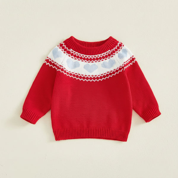 Heart Pattern Knit Sweater — minimerri kids' sweater