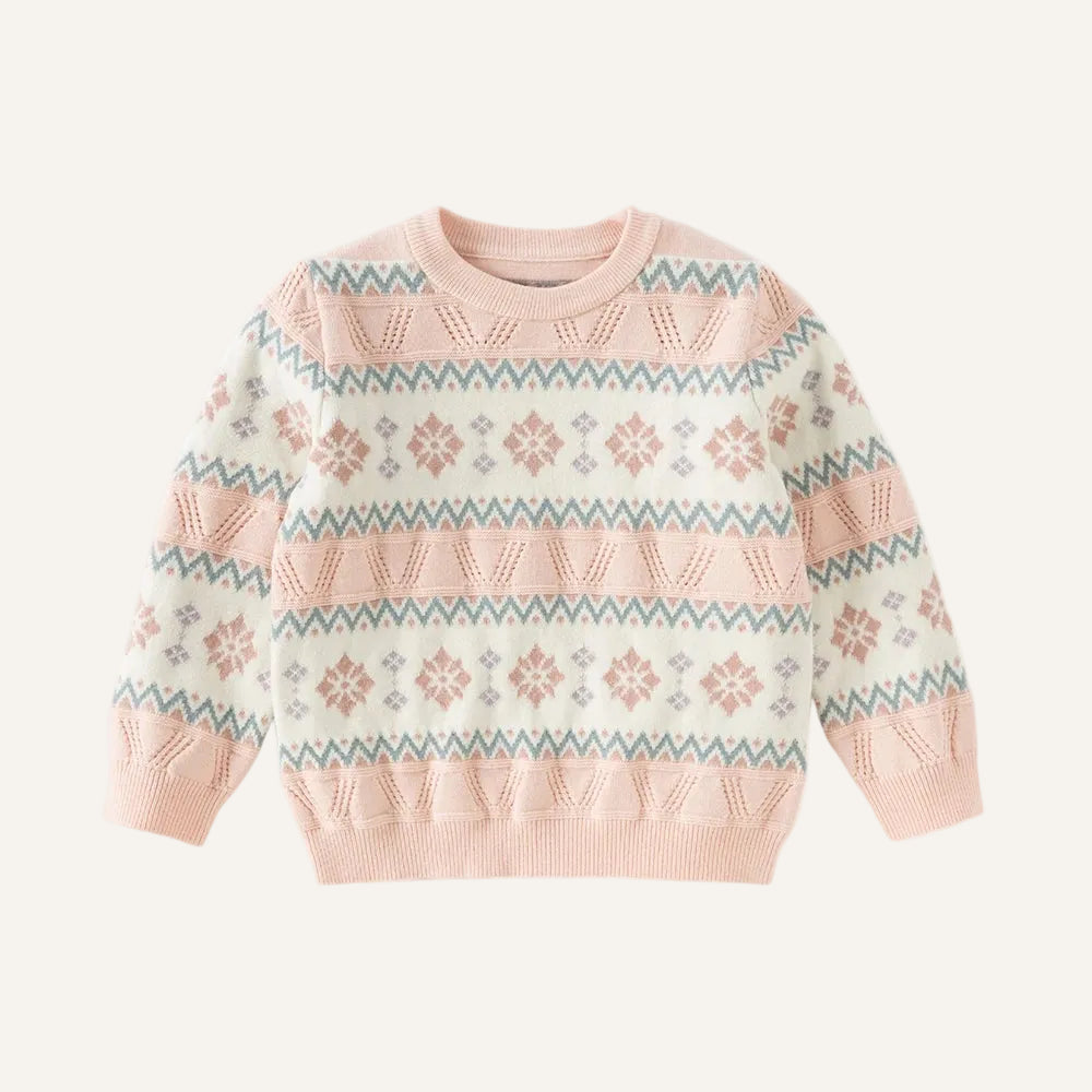 Snow Day Pullover, snow knit pullover front view — minimerri