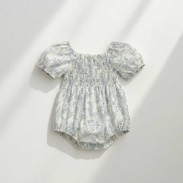 Blue Floral Romper and Dress detail