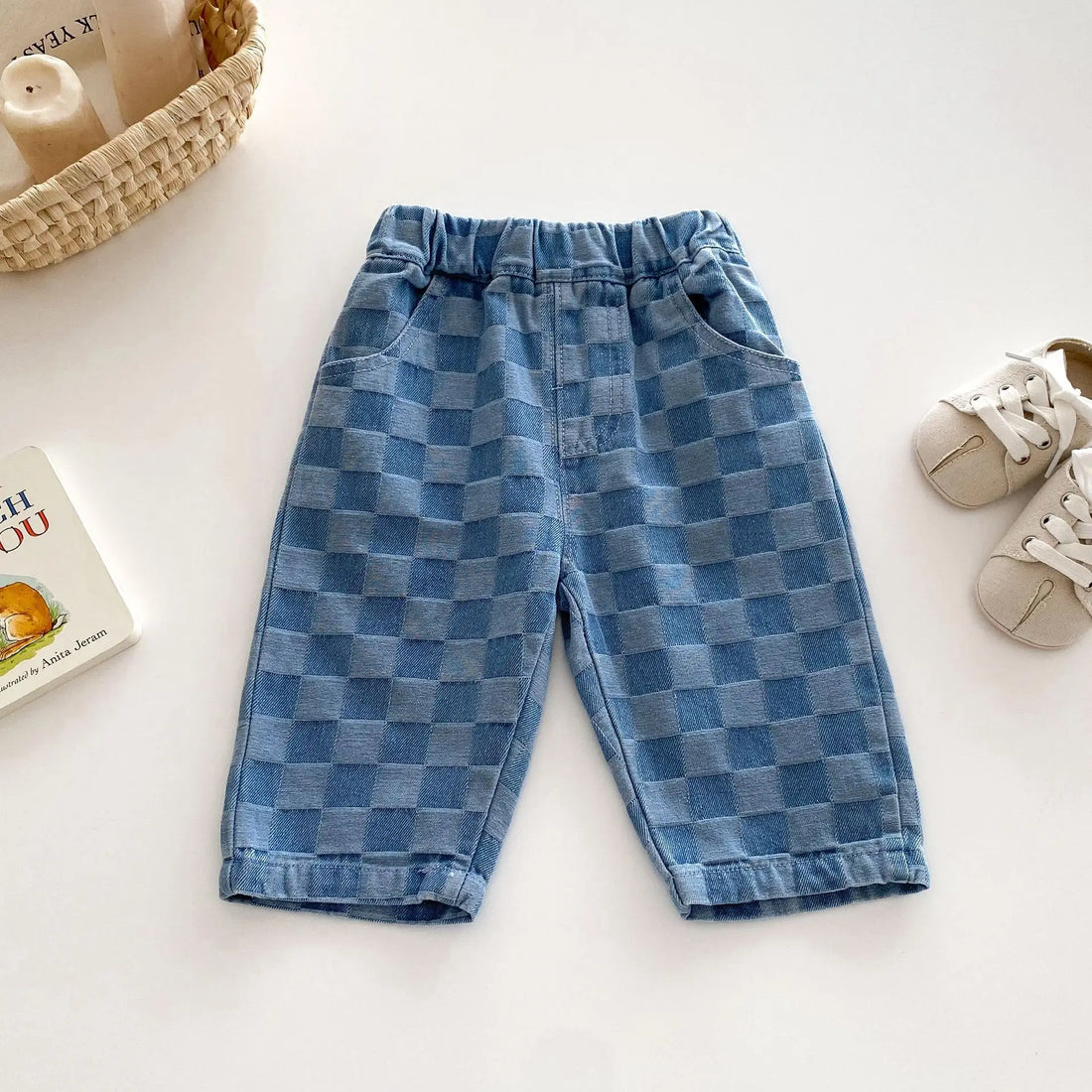 Checkered Soft Denim Jeans
