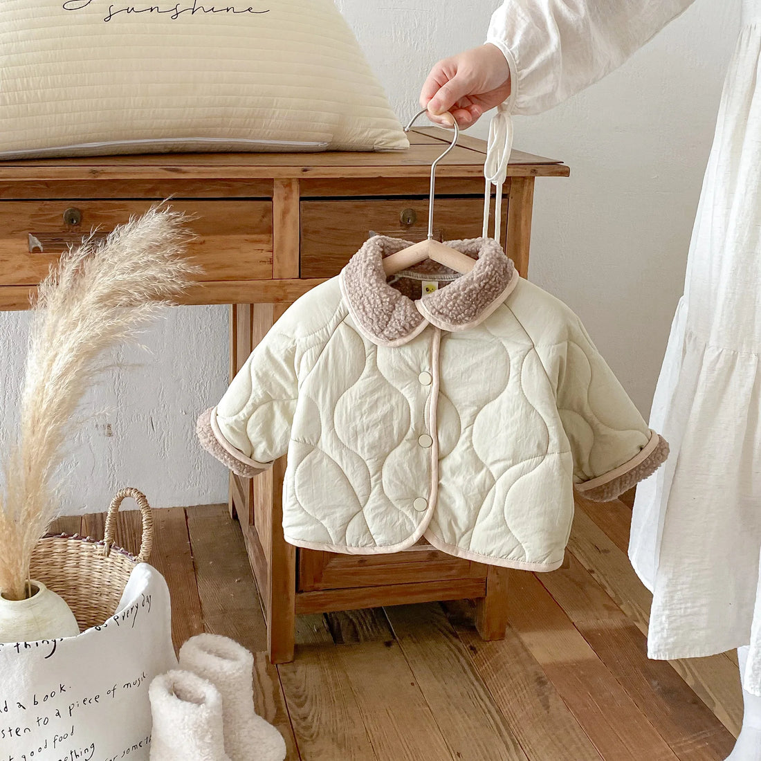 Quilted Button Jacket — minimerri kids' jacket