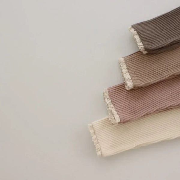 Lace Trim Cotton Leggings — minimerri kids' pants