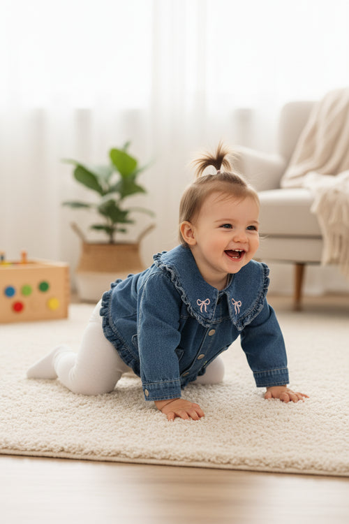 Embroidered Cat Denim Jacket — minimerri kids' jacket