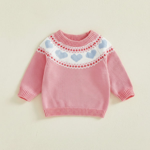 Heart Pattern Knit Sweater — minimerri kids' sweater
