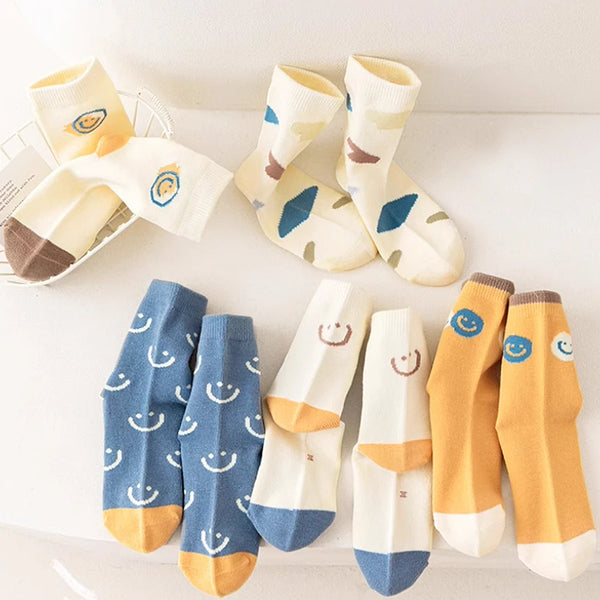 Smiley Cotton Socks (5-Pack) — minimerri kids' socks
