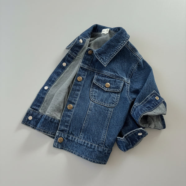 Turn-Down Collar Denim Jacket — minimerri kids' jacket