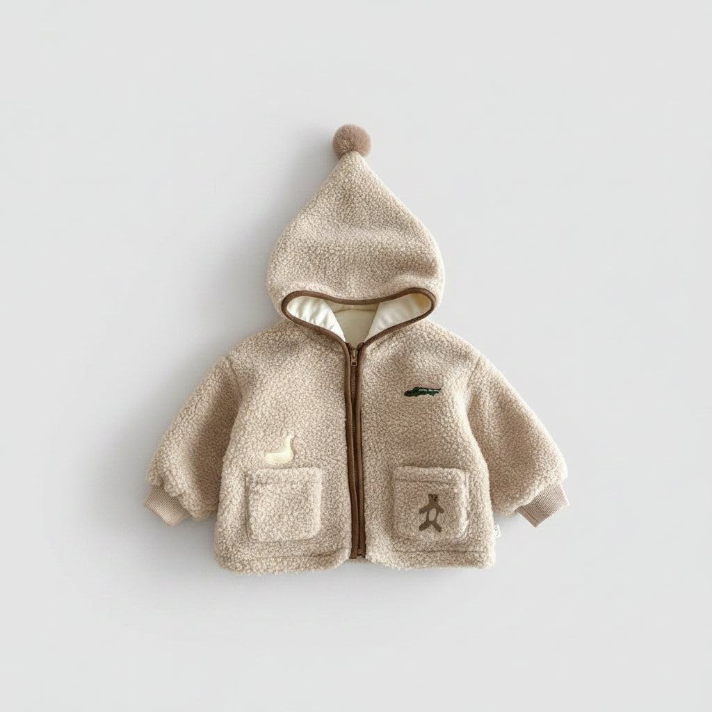 Animal Embroidered Fleece Jacket — minimerri kids' jacket