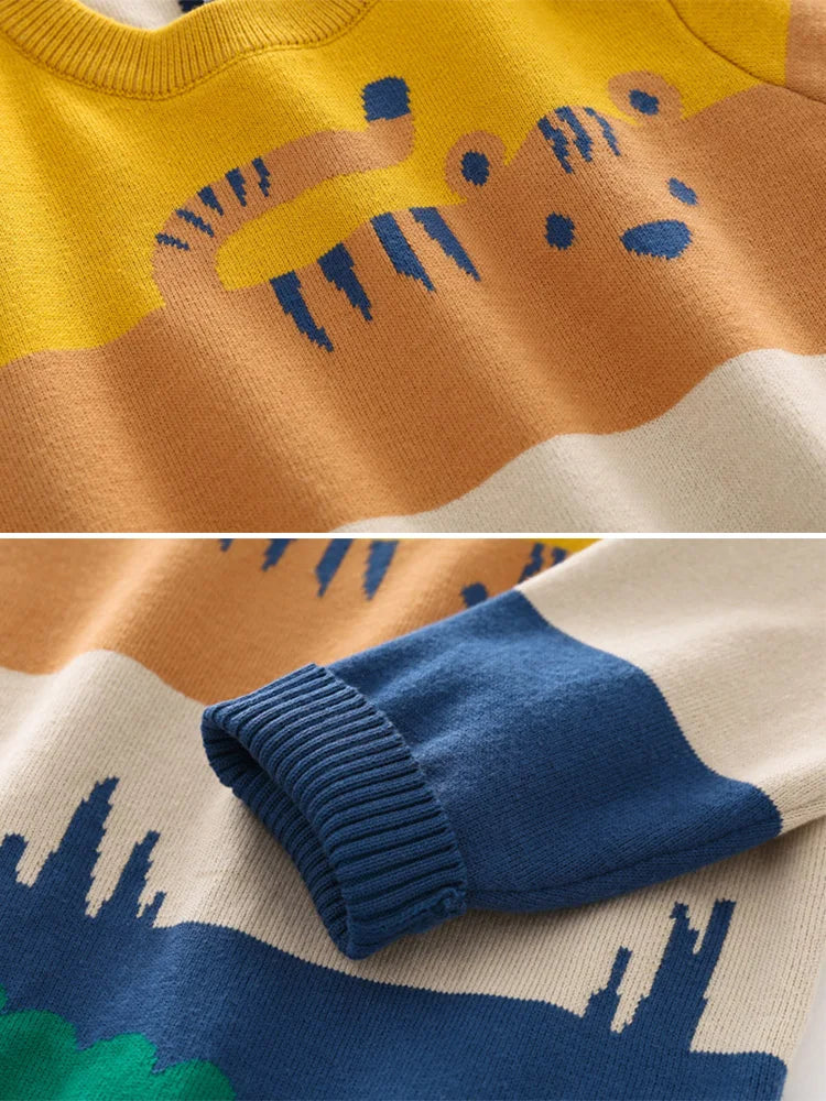 Animal Stripe Knit Sweater — minimerri kids' sweater