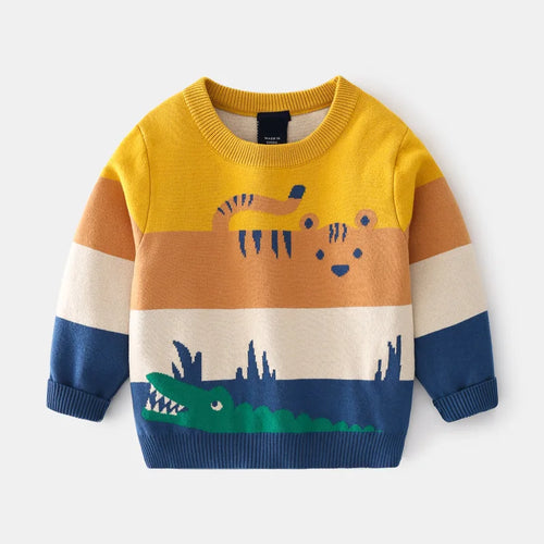 Animal Stripe Knit Sweater — minimerri kids' sweater