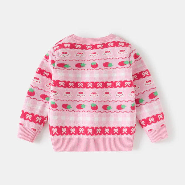 Strawberry Knit Pullover Sweater — minimerri kids' sweater