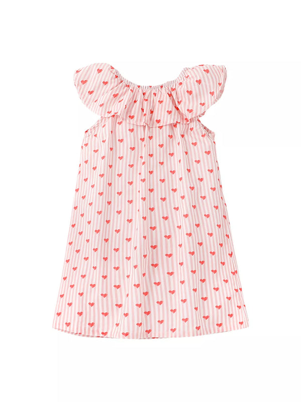 Heart Print Ruffle Trim Dress — minimerri kids' dress