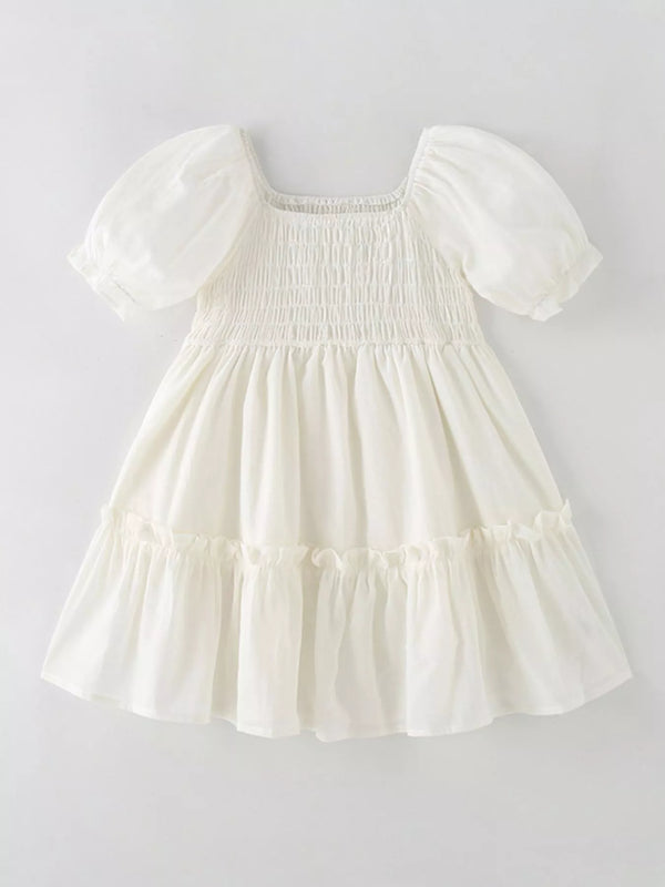 Smocked Puff Sleeve Tiered Dress — minimerri kids' dress