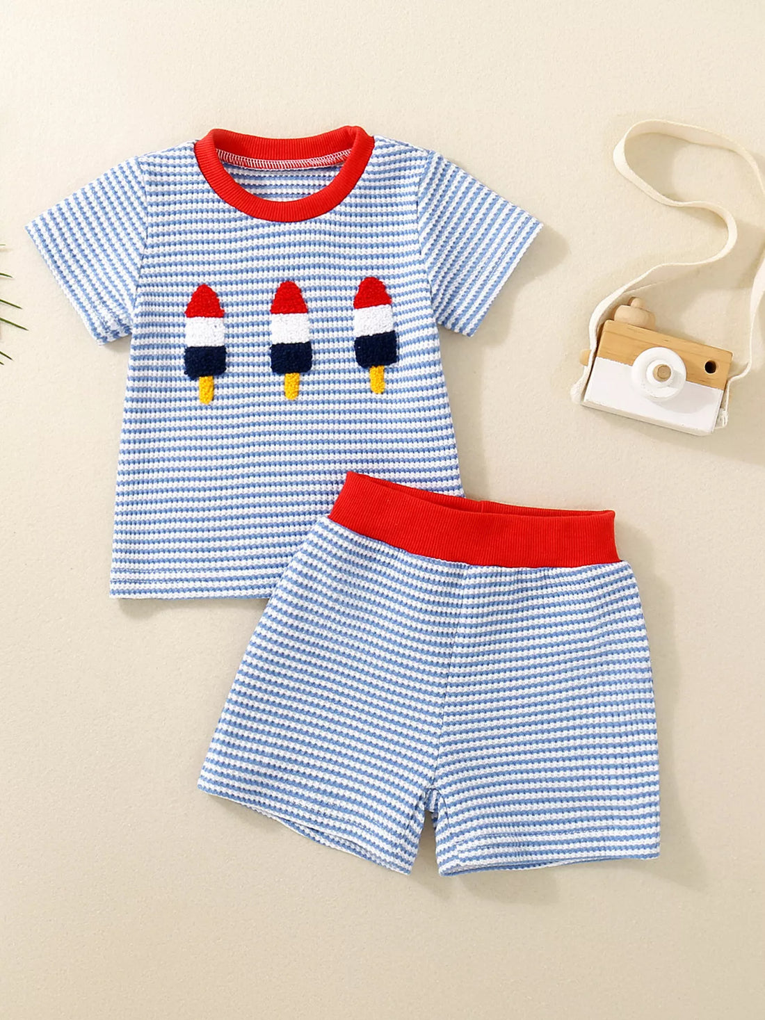 Ice Cream Striped Tee and Shorts Set — minimerri kids' outfit set