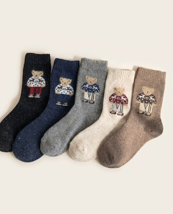 Bear Hug Socks 5-Pack fanned flat lay